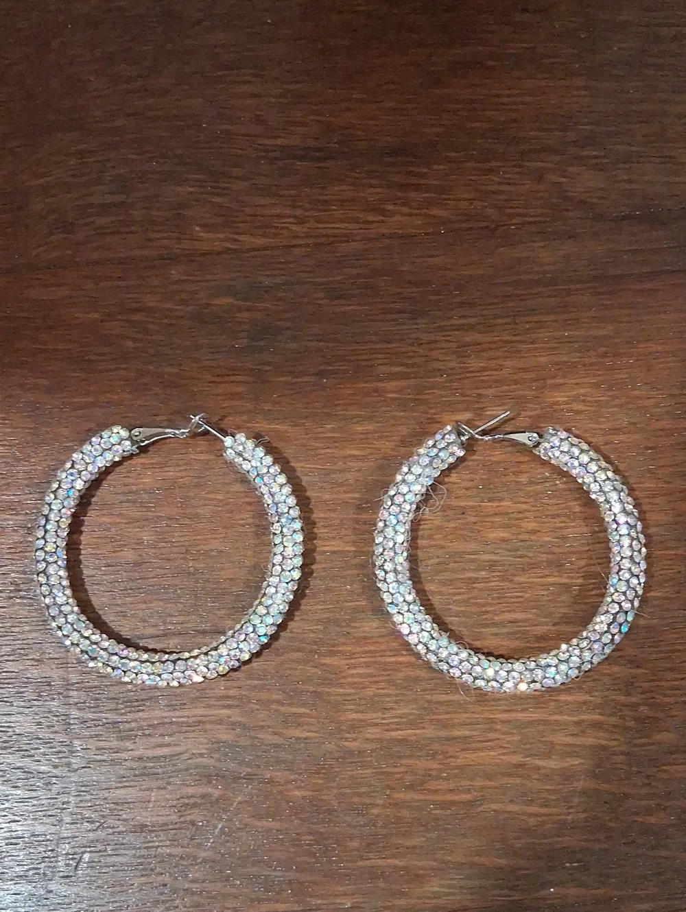 Crystal Pavé Hoop Earrings - Iridescent Sparkle